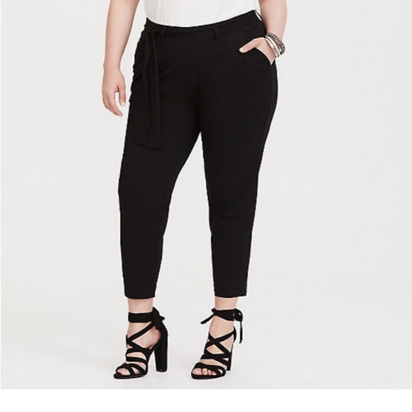 Black Tie Front Challis Pants - Picture 3 of 3